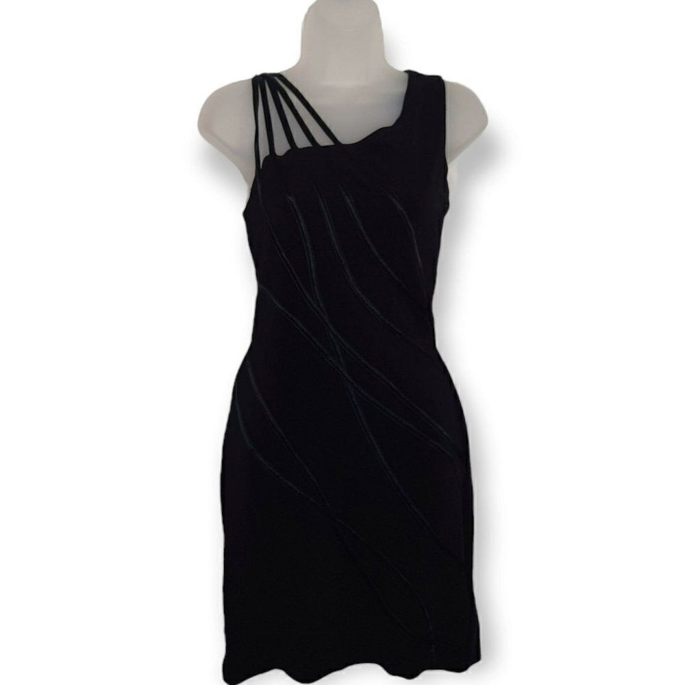 Tadashi Petites Vintage Black Strappy Dress sz Medium